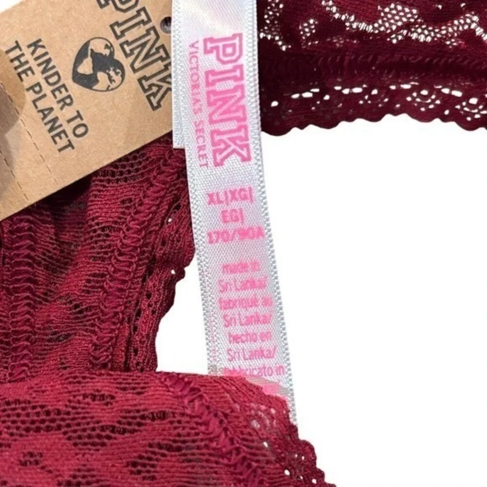 PINK! Womens XL Maroon Lace Thong Victoria's Secret  NWT